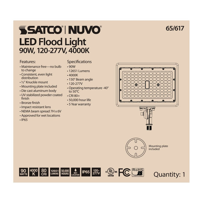 Flood Light Nuvo 65-617 LED Flood Light - 90 Watt - 4000K - Bronze Finish Nuvo