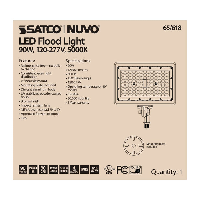 Flood Light Nuvo 65-618 LED Flood Light - 90 Watt - 5000K - Bronze Finish Nuvo