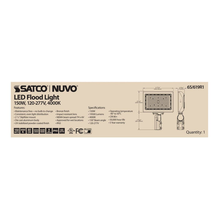 Flood Light Nuvo 65-619R1 LED Flood Light - 150 Watt - 4000K - Bronze Finish Nuvo