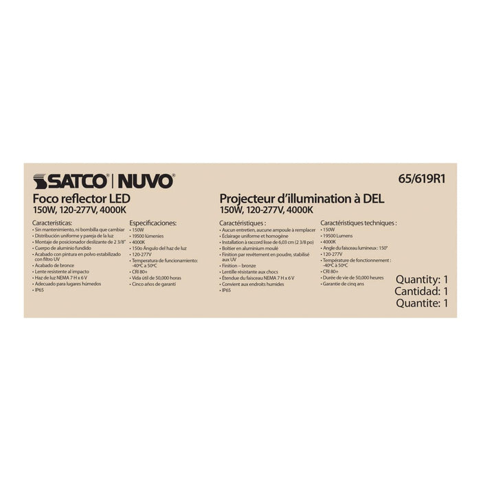 Flood Light Nuvo 65-619R1 LED Flood Light - 150 Watt - 4000K - Bronze Finish Nuvo