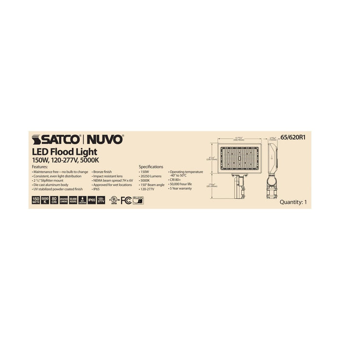 Flood Light Nuvo 65-620R1 LED Flood Light - 150 Watt - 5000K - Bronze Finish Nuvo