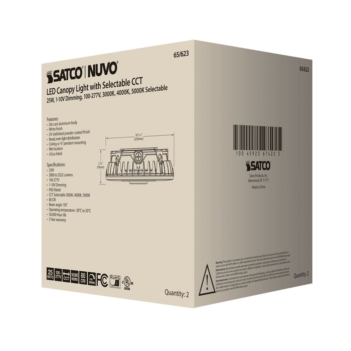Canopy Nuvo 65-623 LED Canopy Fixture - 25 Watt - CCT Selectable - White Finish - 100-277 Volt Nuvo