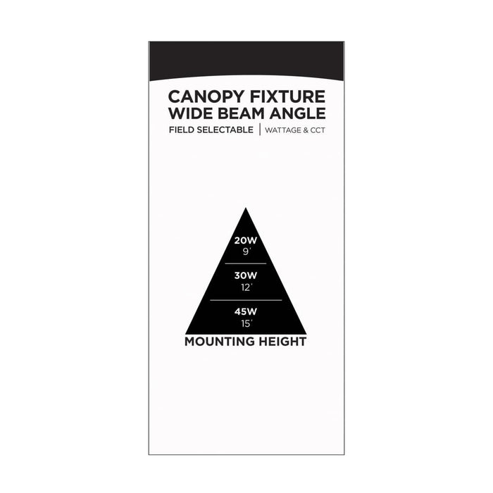Canopy Nuvo 65-634 Square LED - Wide Beam Angle Canopy Light - 3K/4K/5K CCT Selectable - 20W/30W/45W Wattage Selectable - White Finish Nuvo