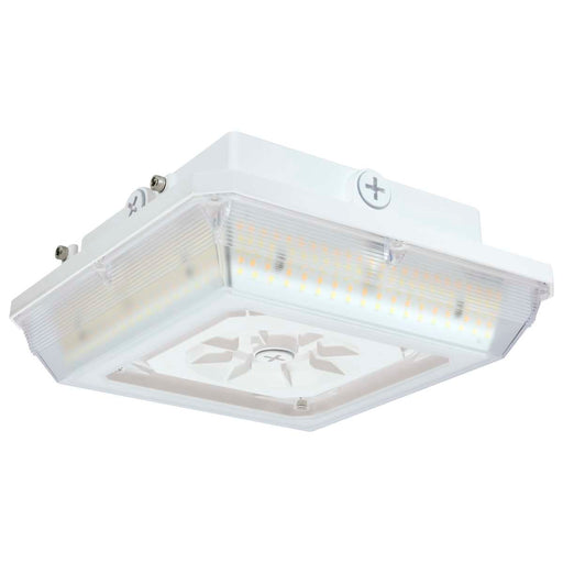 Canopy Nuvo 65-634 Square LED - Wide Beam Angle Canopy Light - 3K/4K/5K CCT Selectable - 20W/30W/45W Wattage Selectable - White Finish Nuvo