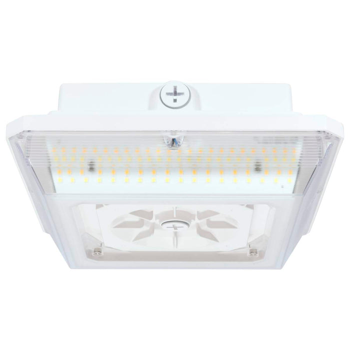 Canopy Nuvo 65-635 Square LED - Wide Beam Angle Canopy Light - 3K/4K/5K CCT Selectable - 60W/75W/90W Wattage Selectable - White Finish Nuvo