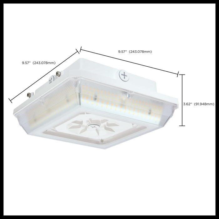 Canopy Nuvo 65-635 Square LED - Wide Beam Angle Canopy Light - 3K/4K/5K CCT Selectable - 60W/75W/90W Wattage Selectable - White Finish Nuvo