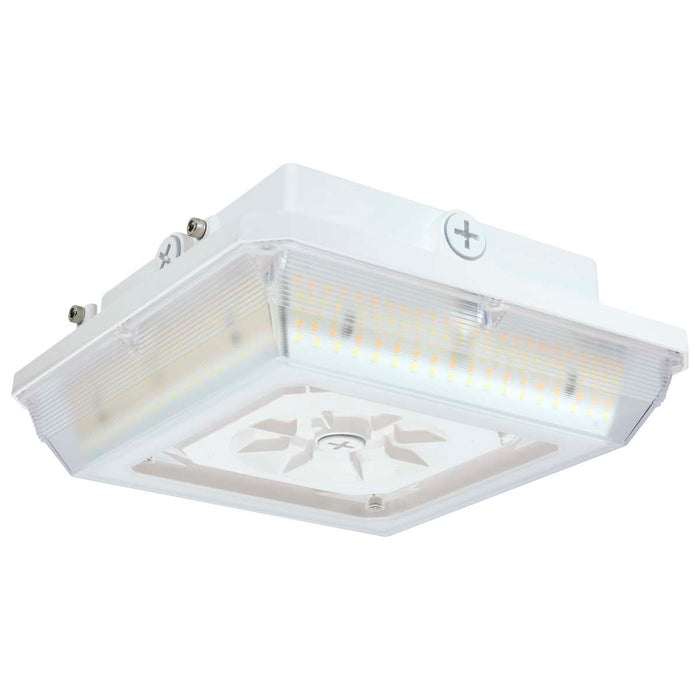 Canopy Nuvo 65-635 Square LED - Wide Beam Angle Canopy Light - 3K/4K/5K CCT Selectable - 60W/75W/90W Wattage Selectable - White Finish Nuvo