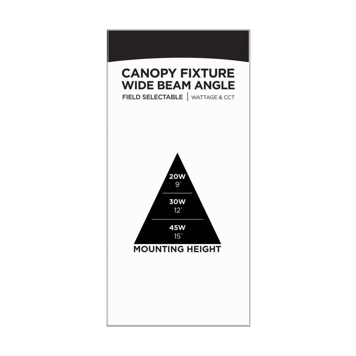 Canopy Nuvo 65-636 Square LED - Wide Beam Angle Canopy Light - 3K/4K/5K CCT Selectable - 20W/30W/45W Wattage Selectable - Bronze Finish Nuvo
