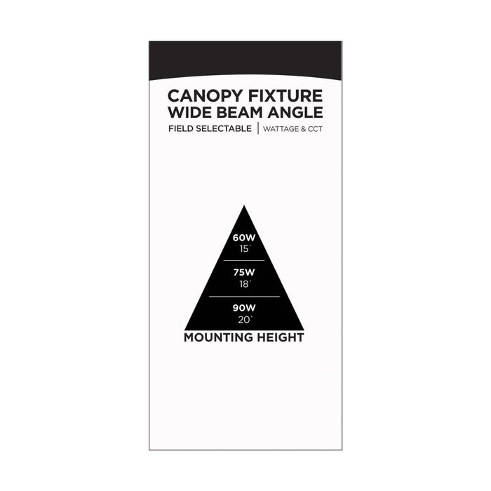 Canopy Nuvo 65-637 Square LED - Wide Beam Angle Canopy Light - 3K/4K/5K CCT Selectable - 60W/75W/90W Wattage Selectable - Bronze Finish Nuvo
