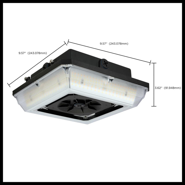 Canopy Nuvo 65-637 Square LED - Wide Beam Angle Canopy Light - 3K/4K/5K CCT Selectable - 60W/75W/90W Wattage Selectable - Bronze Finish Nuvo