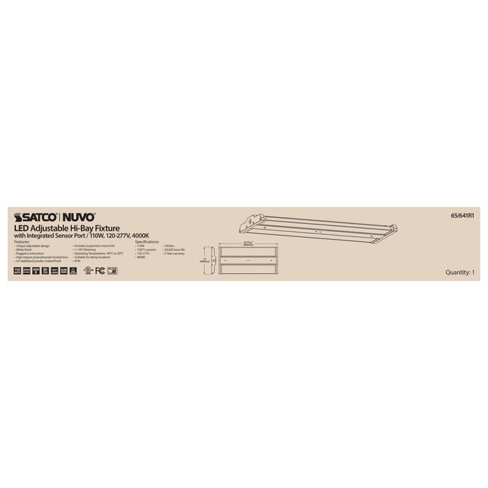 Linear Hi-Bay Nuvo 65-641R1 LED Adjustable High bay - 110 Watt - 4000K - Integrated Sensor Port - 120-277 Volt - White Finish Nuvo