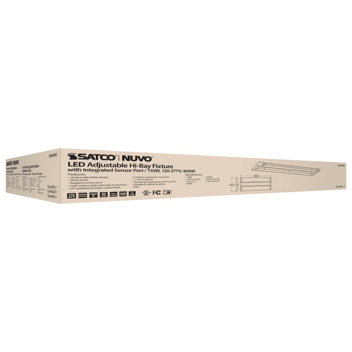Linear Hi-Bay Nuvo 65-641R1 LED Adjustable High bay - 110 Watt - 4000K - Integrated Sensor Port - 120-277 Volt - White Finish Nuvo