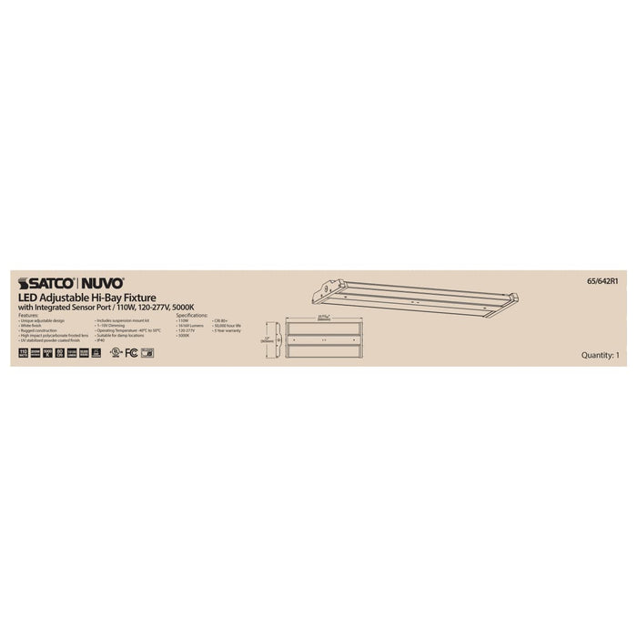 Linear Hi-Bay Nuvo 65-642R1 LED Adjustable High bay - 110 Watt - 5000K - Integrated Sensor Port - 120-277 Volt - White Finish Nuvo
