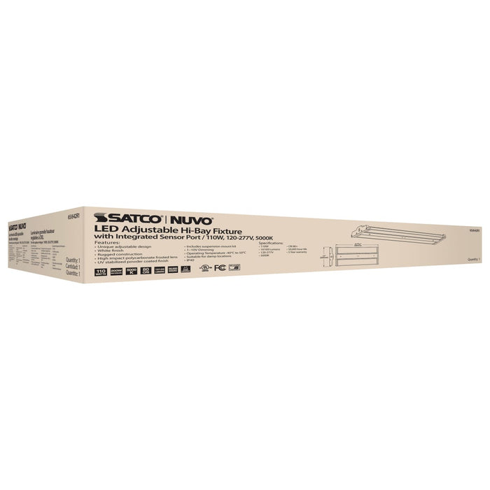 Linear Hi-Bay Nuvo 65-642R1 LED Adjustable High bay - 110 Watt - 5000K - Integrated Sensor Port - 120-277 Volt - White Finish Nuvo