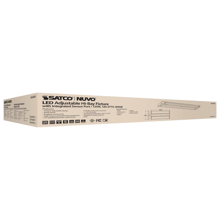 Linear Hi-Bay Nuvo 65-643R1 LED Adjustable High bay - 135 Watt - 4000K - Integrated Sensor Port - 120-277 Volt - White Finish Nuvo