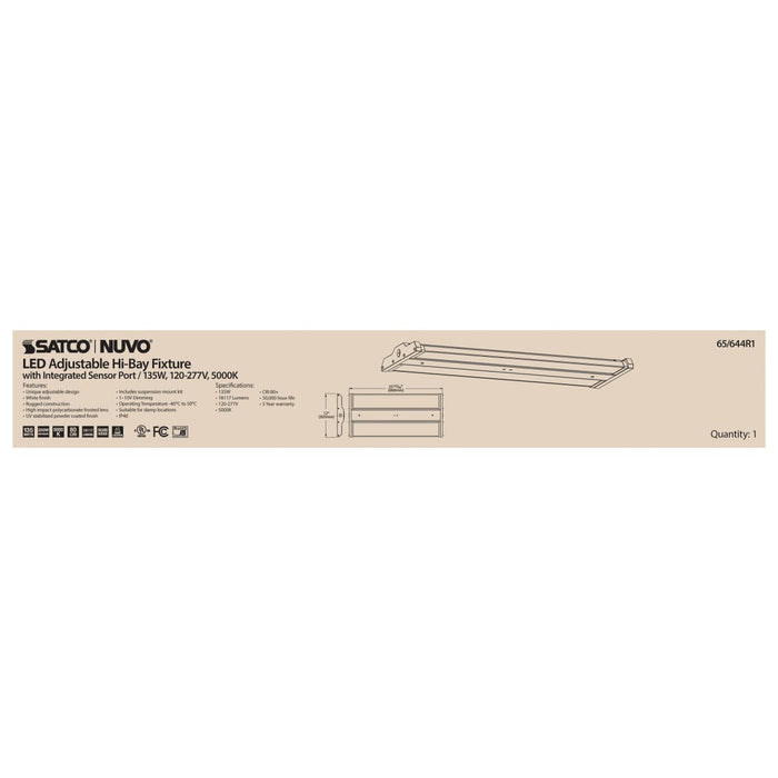 Linear Hi-Bay Nuvo 65-644R1 LED Adjustable High bay - 135 Watt - 5000K - Integrated Sensor Port - 120-277 Volt - White Finish Nuvo