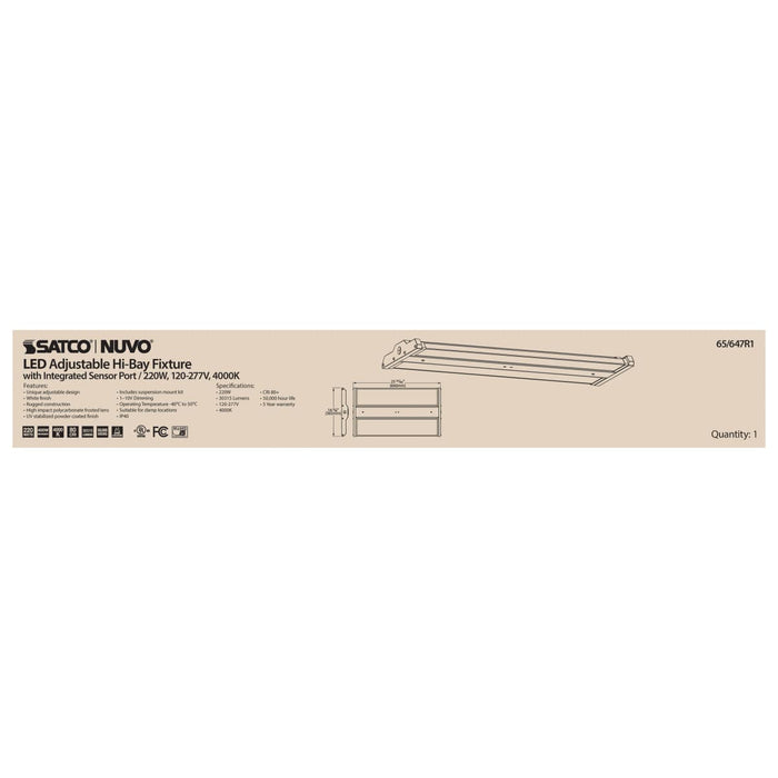 Linear Hi-Bay Nuvo 65-647R1 LED Adjustable High bay - 220 Watt - 4000K - Integrated Sensor Port - 120-277 Volt - White Finish Nuvo