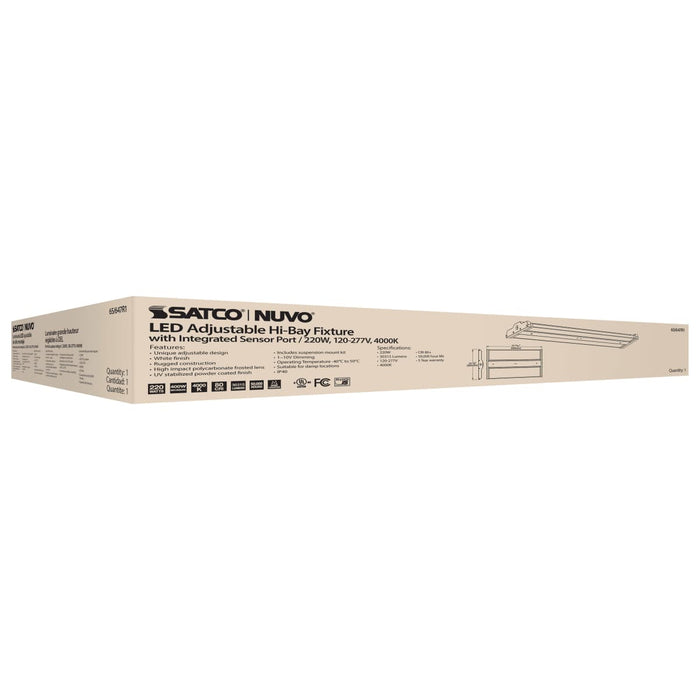 Linear Hi-Bay Nuvo 65-647R1 LED Adjustable High bay - 220 Watt - 4000K - Integrated Sensor Port - 120-277 Volt - White Finish Nuvo