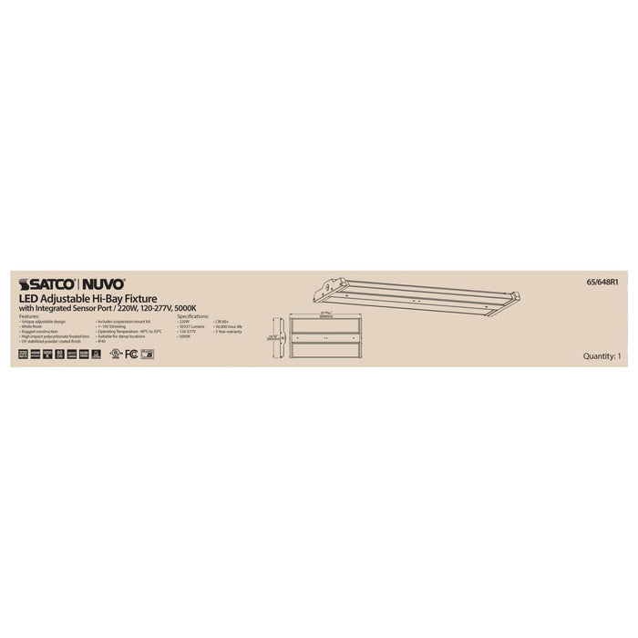 Linear Hi-Bay Nuvo 65-648R1 LED Adjustable High bay - 220 Watt - 5000K - Integrated Sensor Port - 120-277 Volt - White Finish Nuvo