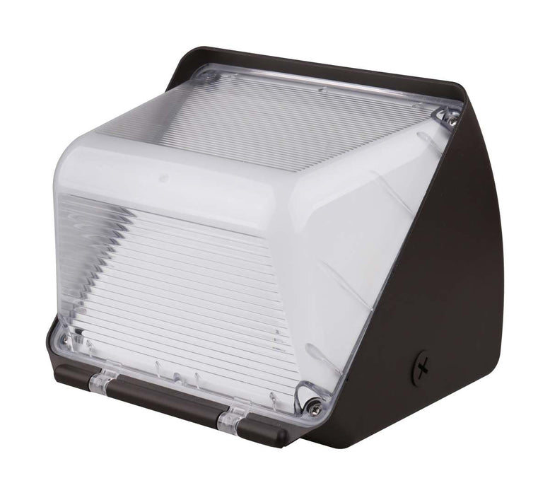 Wall Pack Nuvo 65-655 29 Watt Small LED Wall Pack with Integrated Bypassable Photocell - CCT Selectable - 120-277 Volts - Dusk to Dawn Security Lighting - IP65 - Bronze Finish Nuvo