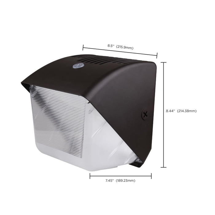 Wall Pack Nuvo 65-656 40 Watt Small LED Wall Pack with Integrated Bypassable Photocell - CCT Selectable - 120-277 Volts - Dusk to Dawn Security Lighting - IP65 - Bronze Finish Nuvo
