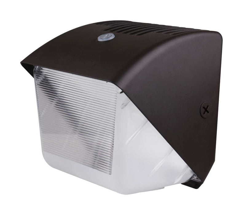 Wall Pack Nuvo 65-656 40 Watt Small LED Wall Pack with Integrated Bypassable Photocell - CCT Selectable - 120-277 Volts - Dusk to Dawn Security Lighting - IP65 - Bronze Finish Nuvo