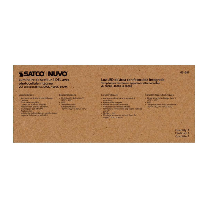 Area Light Nuvo 65-681 29 Watt LED Area Light with Photocell - CCT Selectable and Dimmable - Gray Finish - 120-277 Volts - Ultra Bright Lumens Nuvo