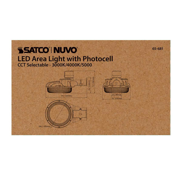 Area Light Nuvo 65-681 29 Watt LED Area Light with Photocell - CCT Selectable and Dimmable - Gray Finish - 120-277 Volts - Ultra Bright Lumens Nuvo