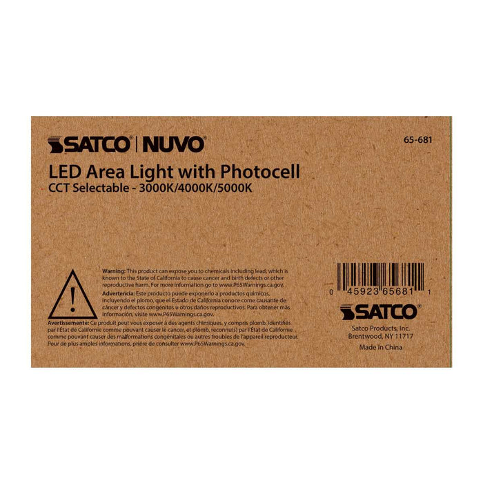 Area Light Nuvo 65-681 29 Watt LED Area Light with Photocell - CCT Selectable and Dimmable - Gray Finish - 120-277 Volts - Ultra Bright Lumens Nuvo