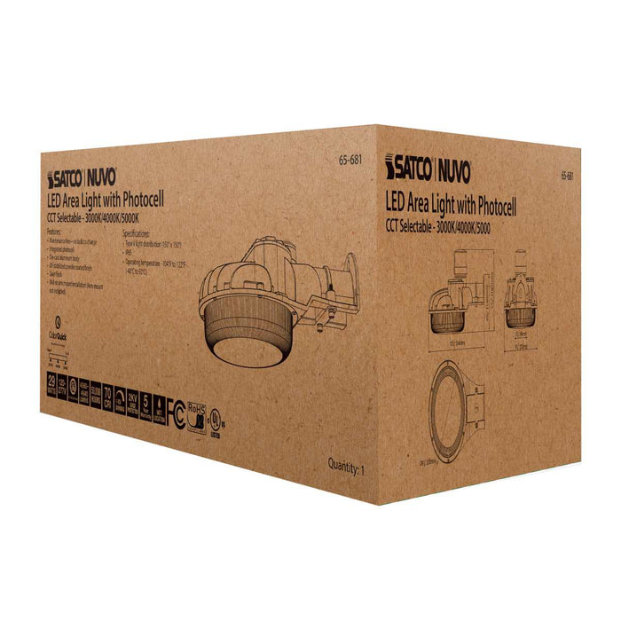 Area Light Nuvo 65-681 29 Watt LED Area Light with Photocell - CCT Selectable and Dimmable - Gray Finish - 120-277 Volts - Ultra Bright Lumens Nuvo