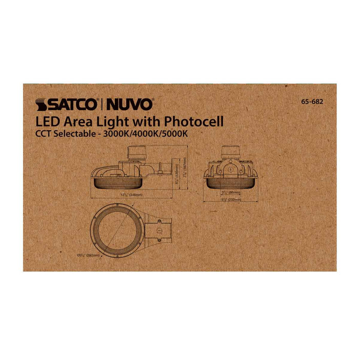 Area Light Nuvo 65-682 40 Watt LED Area Light with Photocell - CCT Selectable and Dimmable - Gray Finish - 120-277 Volts - Ultra Bright Lumens Nuvo