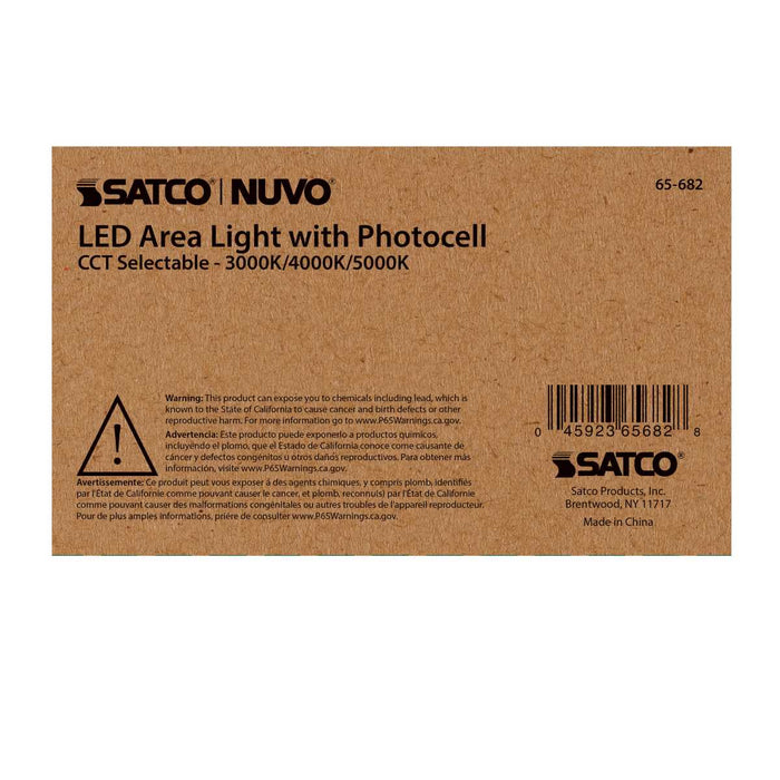 Area Light Nuvo 65-682 40 Watt LED Area Light with Photocell - CCT Selectable and Dimmable - Gray Finish - 120-277 Volts - Ultra Bright Lumens Nuvo