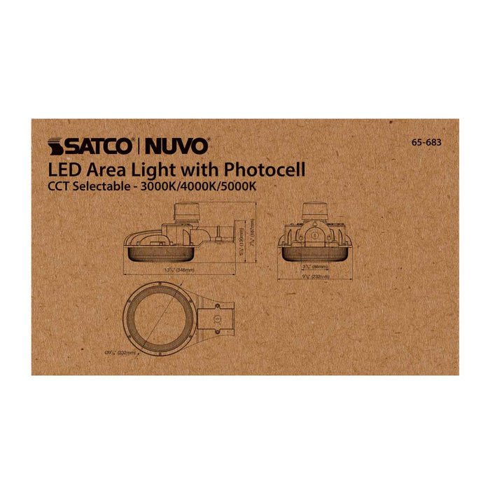 Area Light Nuvo 65-683 60 Watt LED Area Light with Photocell - CCT Selectable and Dimmable - Gray Finish - 120-277 Volts - Ultra Bright Lumens Nuvo