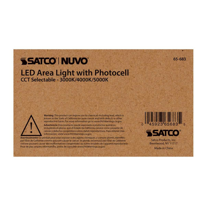 Area Light Nuvo 65-683 60 Watt LED Area Light with Photocell - CCT Selectable and Dimmable - Gray Finish - 120-277 Volts - Ultra Bright Lumens Nuvo