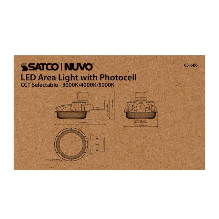 Area Light Nuvo 65-686 60 Watt LED Area Light with Photocell - CCT Selectable and Dimmable - Bronze Finish - 120-277 Volts - Ultra Bright Lumens Nuvo