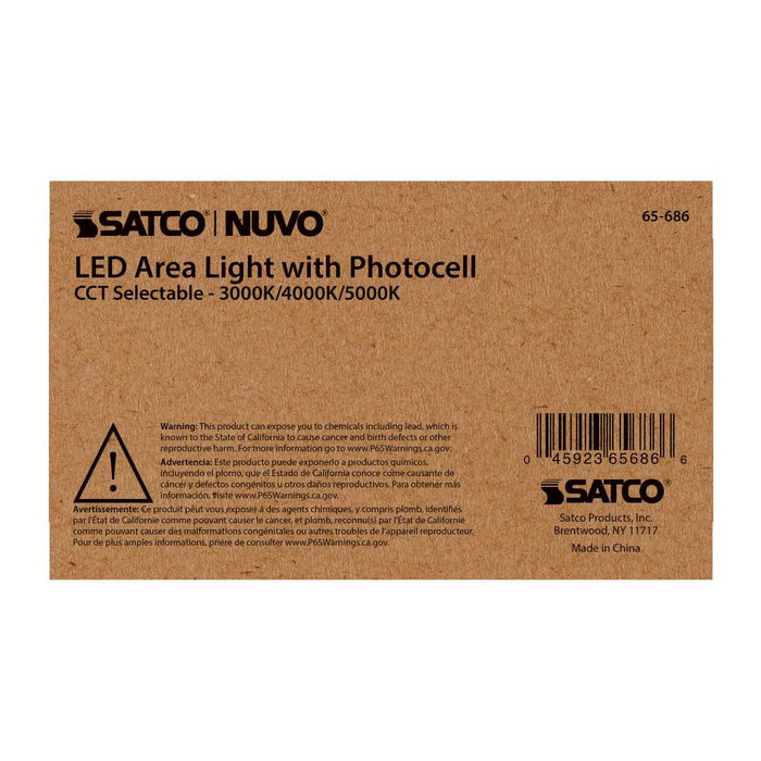 Area Light Nuvo 65-686 60 Watt LED Area Light with Photocell - CCT Selectable and Dimmable - Bronze Finish - 120-277 Volts - Ultra Bright Lumens Nuvo