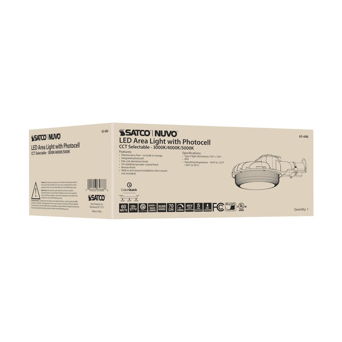 Area Light Nuvo 65-686 60 Watt LED Area Light with Photocell - CCT Selectable and Dimmable - Bronze Finish - 120-277 Volts - Ultra Bright Lumens Nuvo