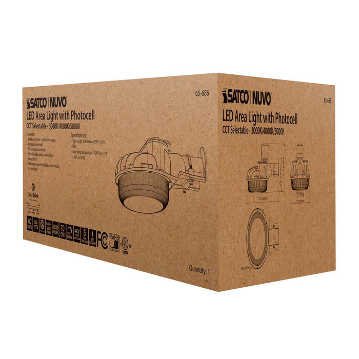 Area Light Nuvo 65-686 60 Watt LED Area Light with Photocell - CCT Selectable and Dimmable - Bronze Finish - 120-277 Volts - Ultra Bright Lumens Nuvo