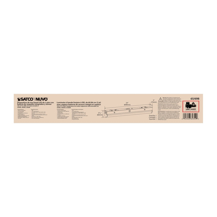 Strip Light Nuvo 65-698 LED 2 ft. - Linear Strip Light - 20W - White Finish - CCT Selectable - 100-277V - Integrated EM & Sensor Nuvo