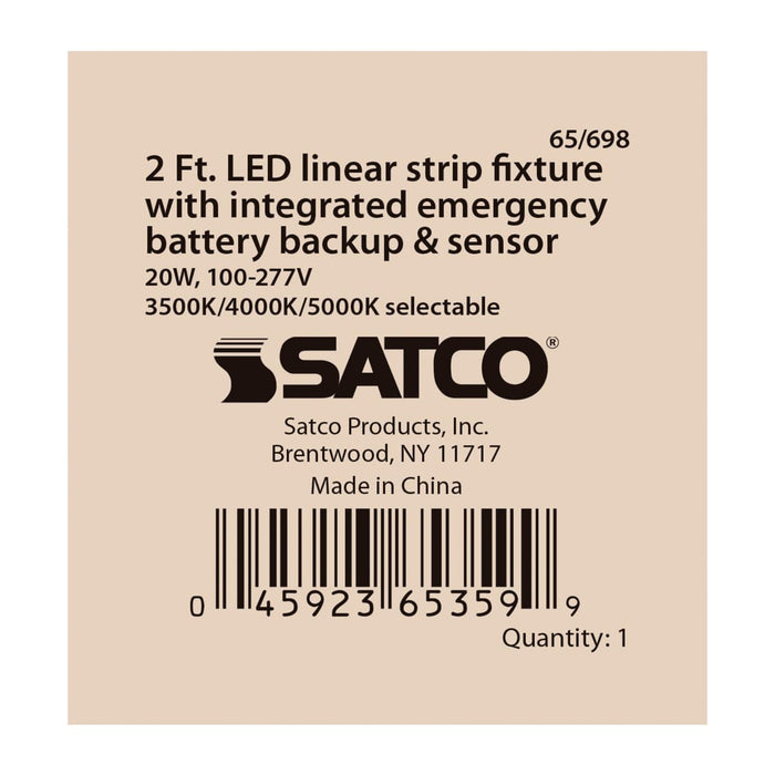 Strip Light Nuvo 65-698 LED 2 ft. - Linear Strip Light - 20W - White Finish - CCT Selectable - 100-277V - Integrated EM & Sensor Nuvo