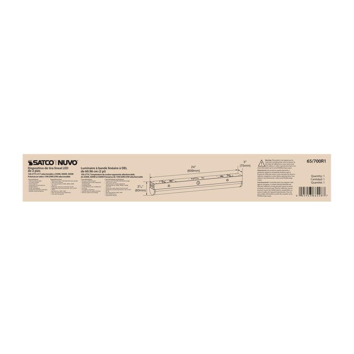 Strip Light Nuvo 65-700R1 2 Foot LED Linear Strip Light - Field Selectable - White Finish Nuvo