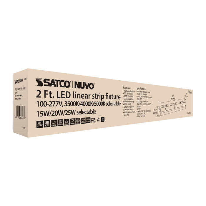Strip Light Nuvo 65-700R1 2 Foot LED Linear Strip Light - Field Selectable - White Finish Nuvo