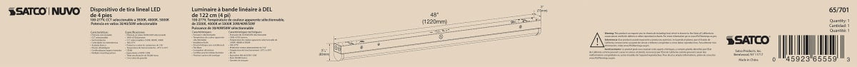 Strip Light Nuvo 65-701 4 ft. LED - Linear Strip Light - Wattage and CCT Selectable - White Finish Nuvo