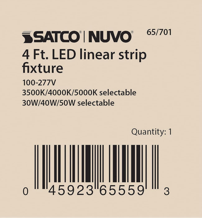Strip Light Nuvo 65-701 4 ft. LED - Linear Strip Light - Wattage and CCT Selectable - White Finish Nuvo
