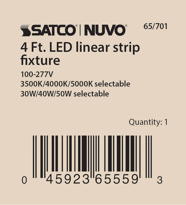Strip Light Nuvo 65-701 4 ft. LED - Linear Strip Light - Wattage and CCT Selectable - White Finish Nuvo