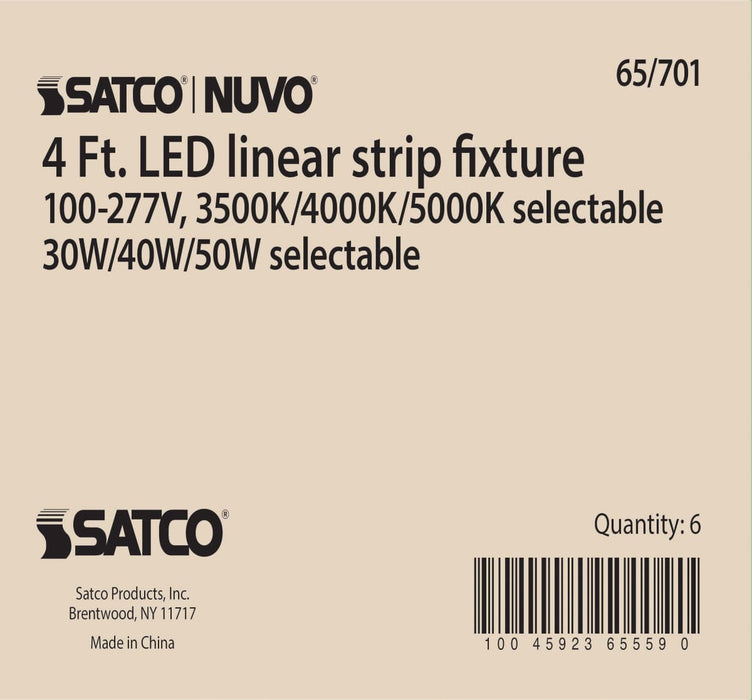 Strip Light Nuvo 65-701 4 ft. LED - Linear Strip Light - Wattage and CCT Selectable - White Finish Nuvo