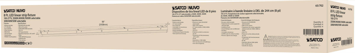 Strip Light Nuvo 65-702 8 ft. LED - Linear Strip Light - Wattage and CCT Selectable - White Finish Nuvo