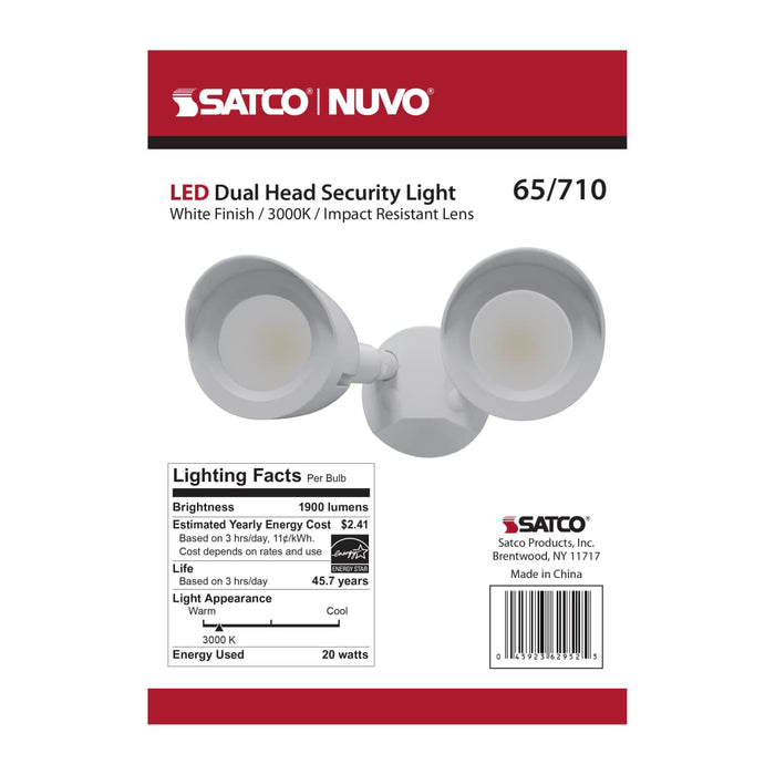 Security Lighting Nuvo 65-710 LED Security Light - Dual Head - White Finish - 3000K Nuvo