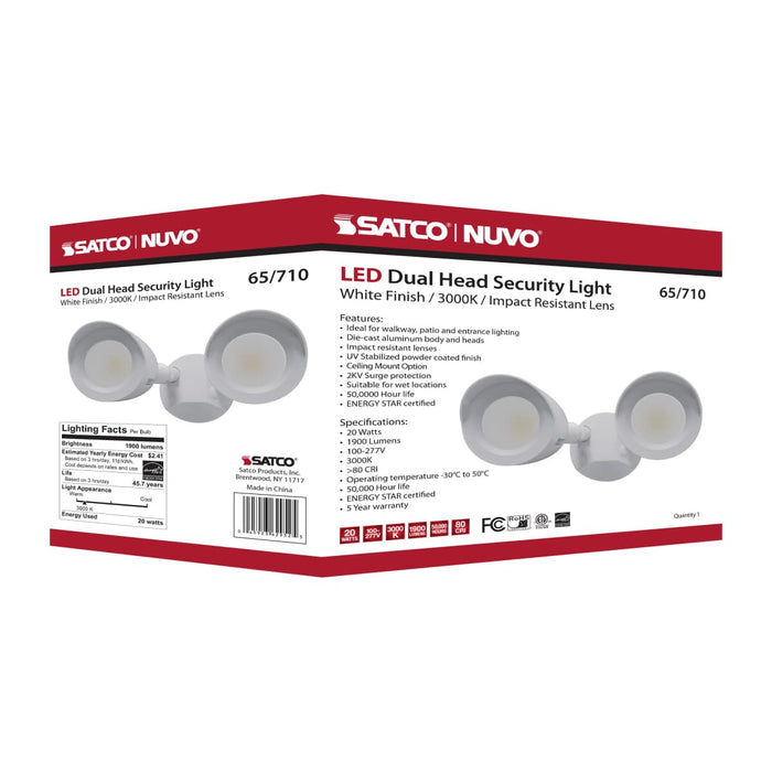 Security Lighting Nuvo 65-710 LED Security Light - Dual Head - White Finish - 3000K Nuvo
