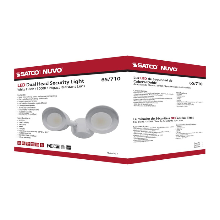 Security Lighting Nuvo 65-710 LED Security Light - Dual Head - White Finish - 3000K Nuvo